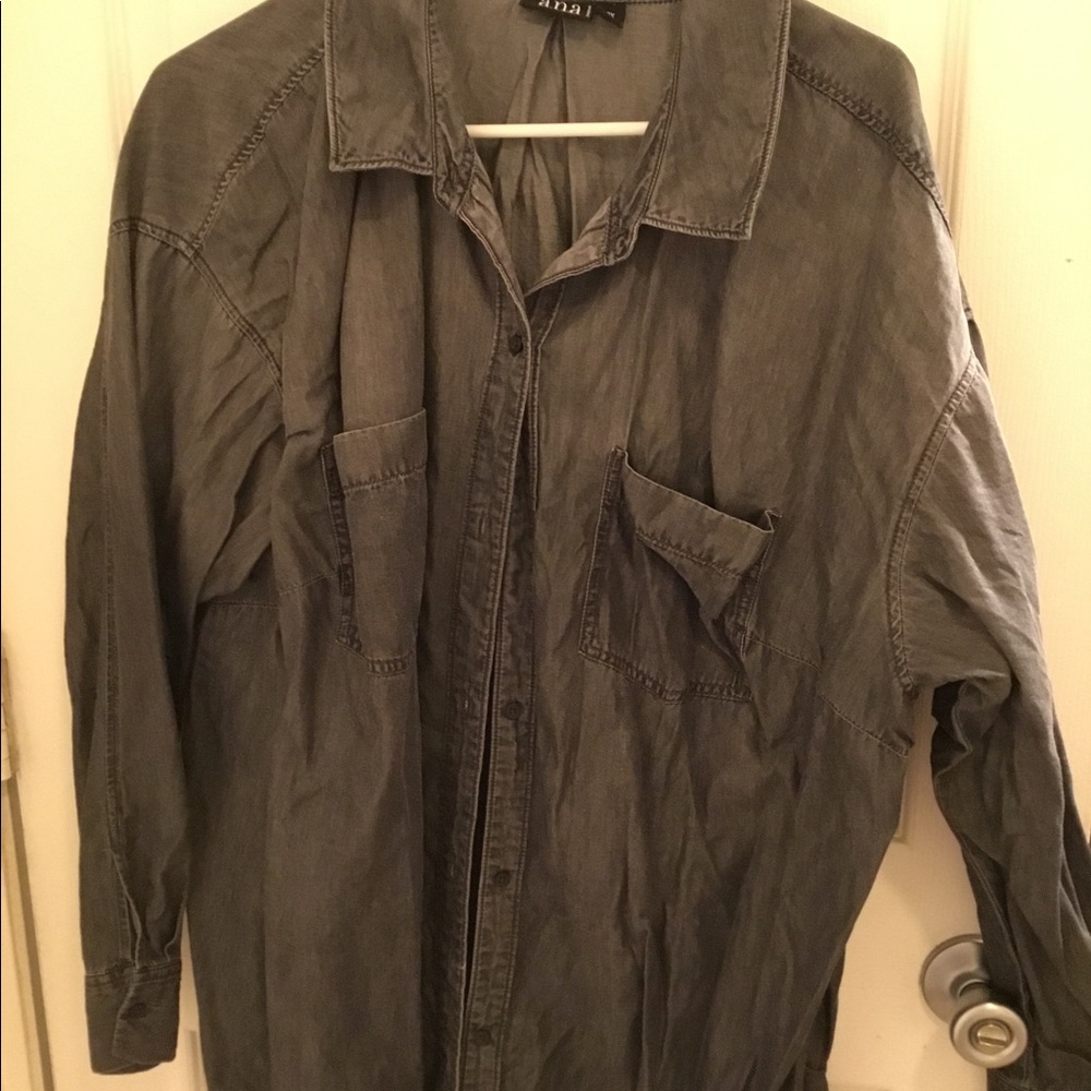 Long Black Denim Shirt